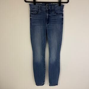 Mother Womens The Looker Ankle Skinny High Rise Casual Medium Wash Blue Jeans 26